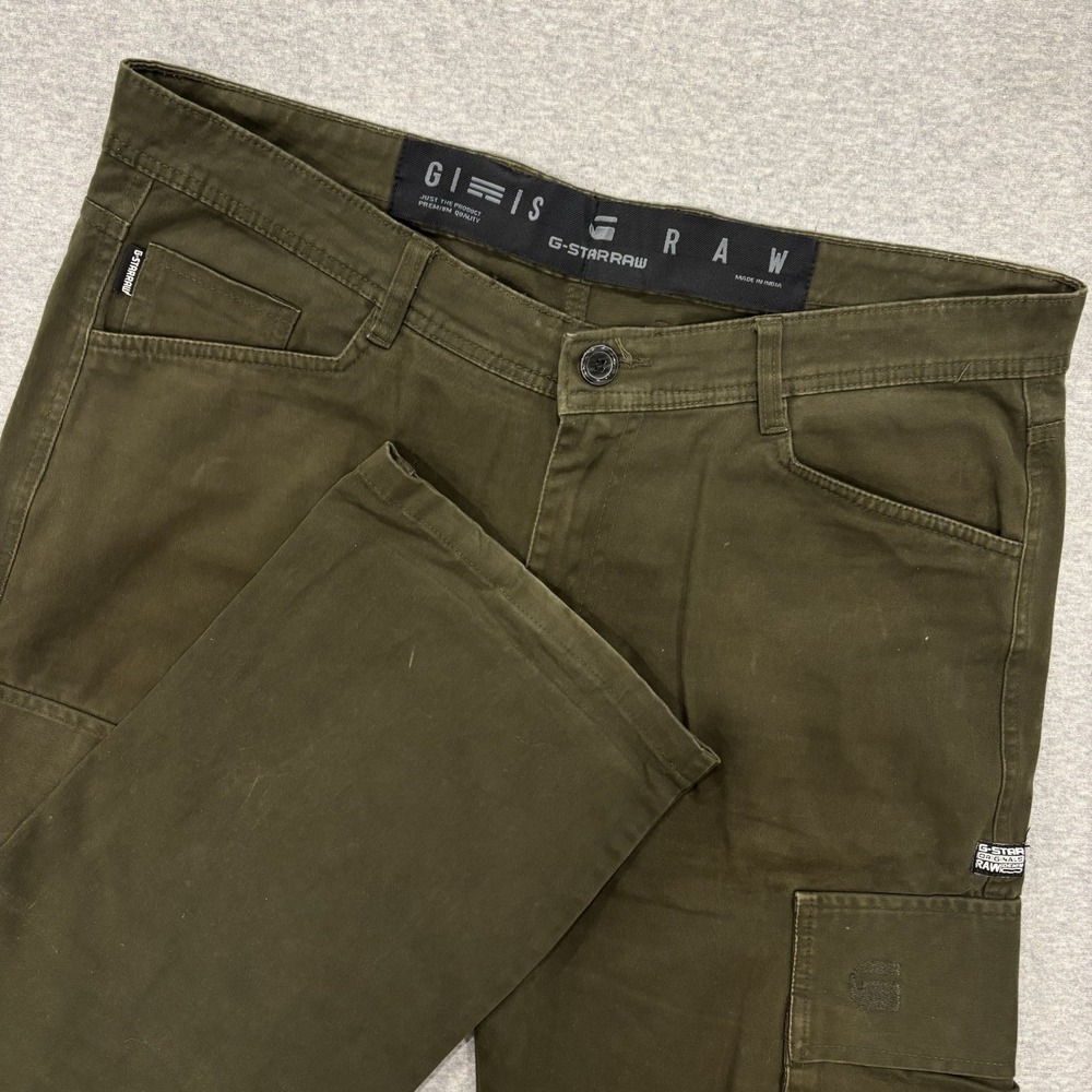 G-Star Raw Baggy Cargo Pants Mens 36 (Fits 38x28.5) Olive Green Utility Trousers